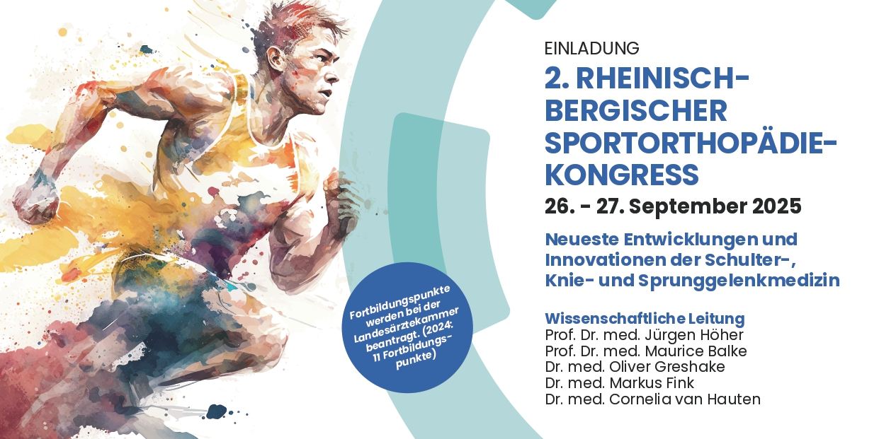 Einladung zum 2. Rheinisch-Bergischen Sportorthopädiekongress, 26.–27. September 2025